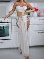 Seductive Sheer Lingerie Costume with Sequin Chain And Lace-Up Waist
