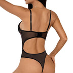 Floral Embroidered Sheer Mesh Bodysuit with Ring Cutouts