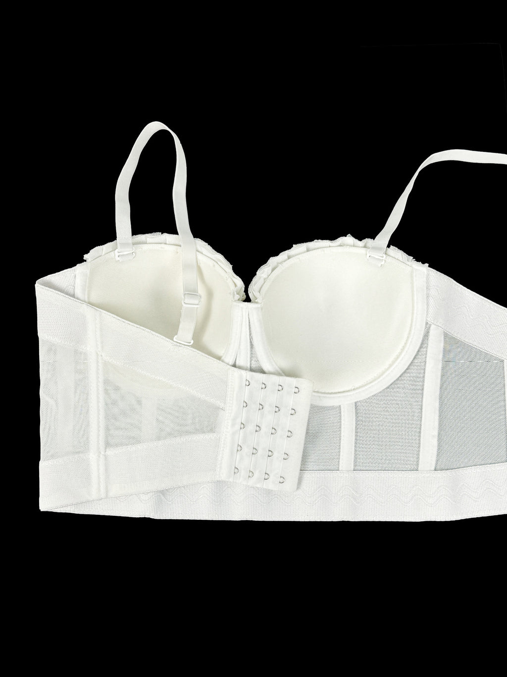 Pearl-Embellished Mesh Structured Corset Bustier
