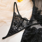 Floral Lace Sheer Mesh Backless Mini Babydoll Night Dress