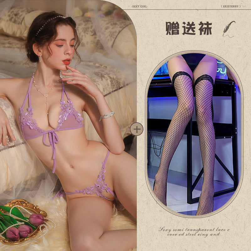 New Sexy 3-Piece Lingerie Set, Open-Crotch Bikini Style, Plus Size