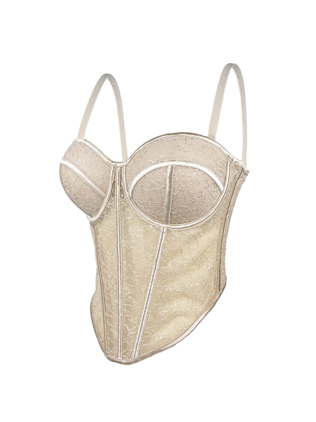 Seductive Sheer Lace Corset Top with Structured Underwire Cups