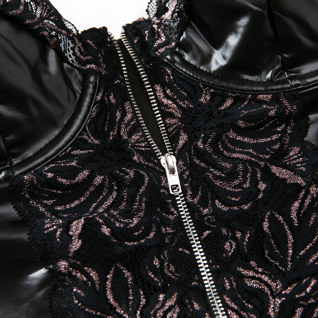 Patent Faux‑Leather Bodycon Mini Lingerie Dress