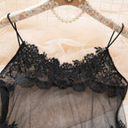 Floral Lace Sheer Mesh Backless Mini Babydoll Night Dress