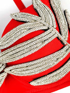 Leaf-Shaped Rhinestone Embellished Push-Up Bra