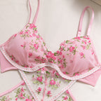 Floral‑Embroidery Mesh Babydoll