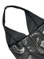 Faux Leather Halter Corset Top with Side Lace-Up Closure