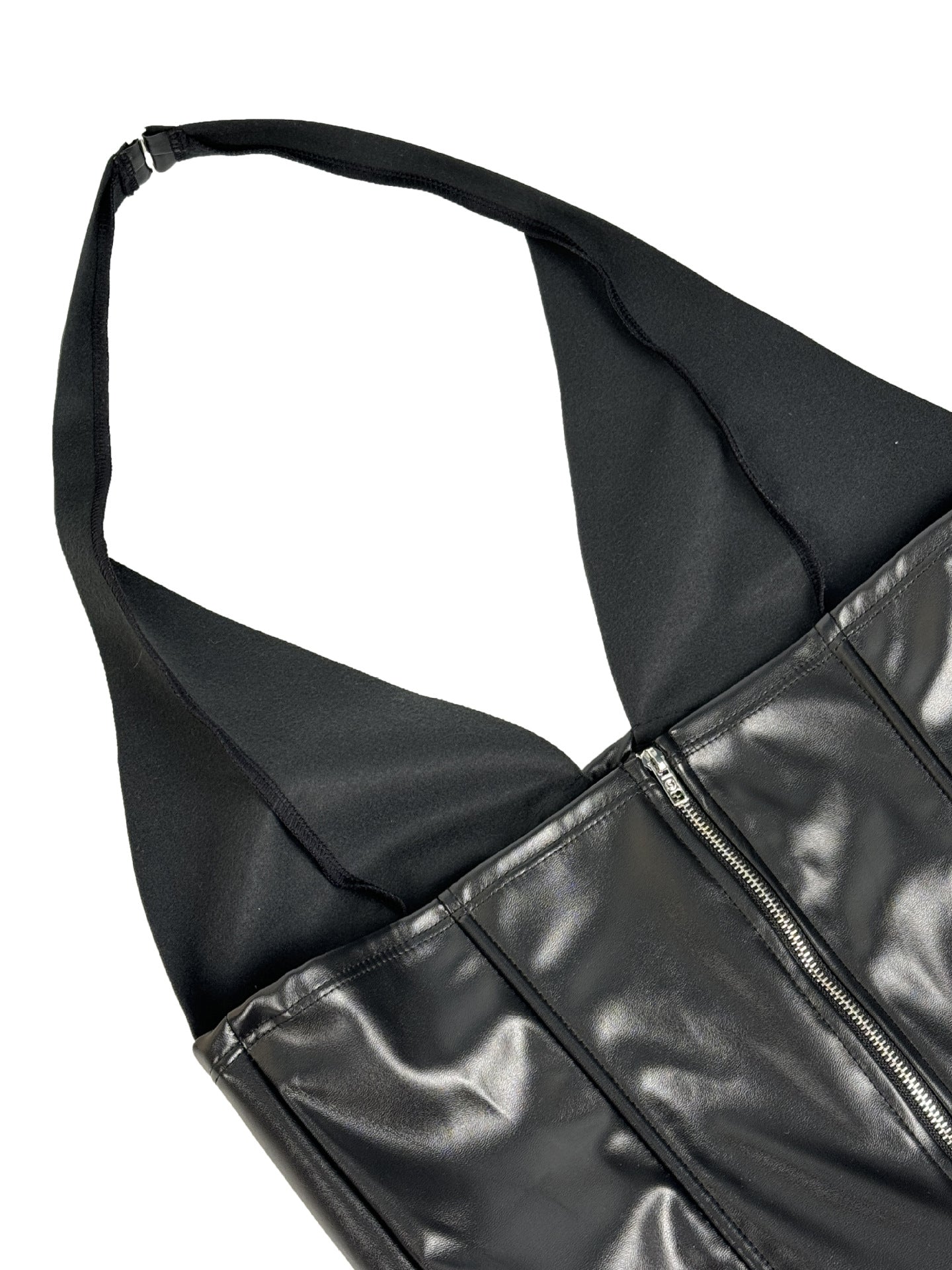 Faux Leather Halter Corset Top with Side Lace-Up Closure