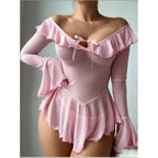 Long Sleeve Sheer Mesh Lingerie Chemise