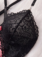 Heart Print Floral Lace Crisscross Back Bow Side Slit Babydoll