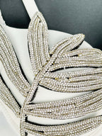 Leaf-Shaped Rhinestone Embellished Push-Up Bra