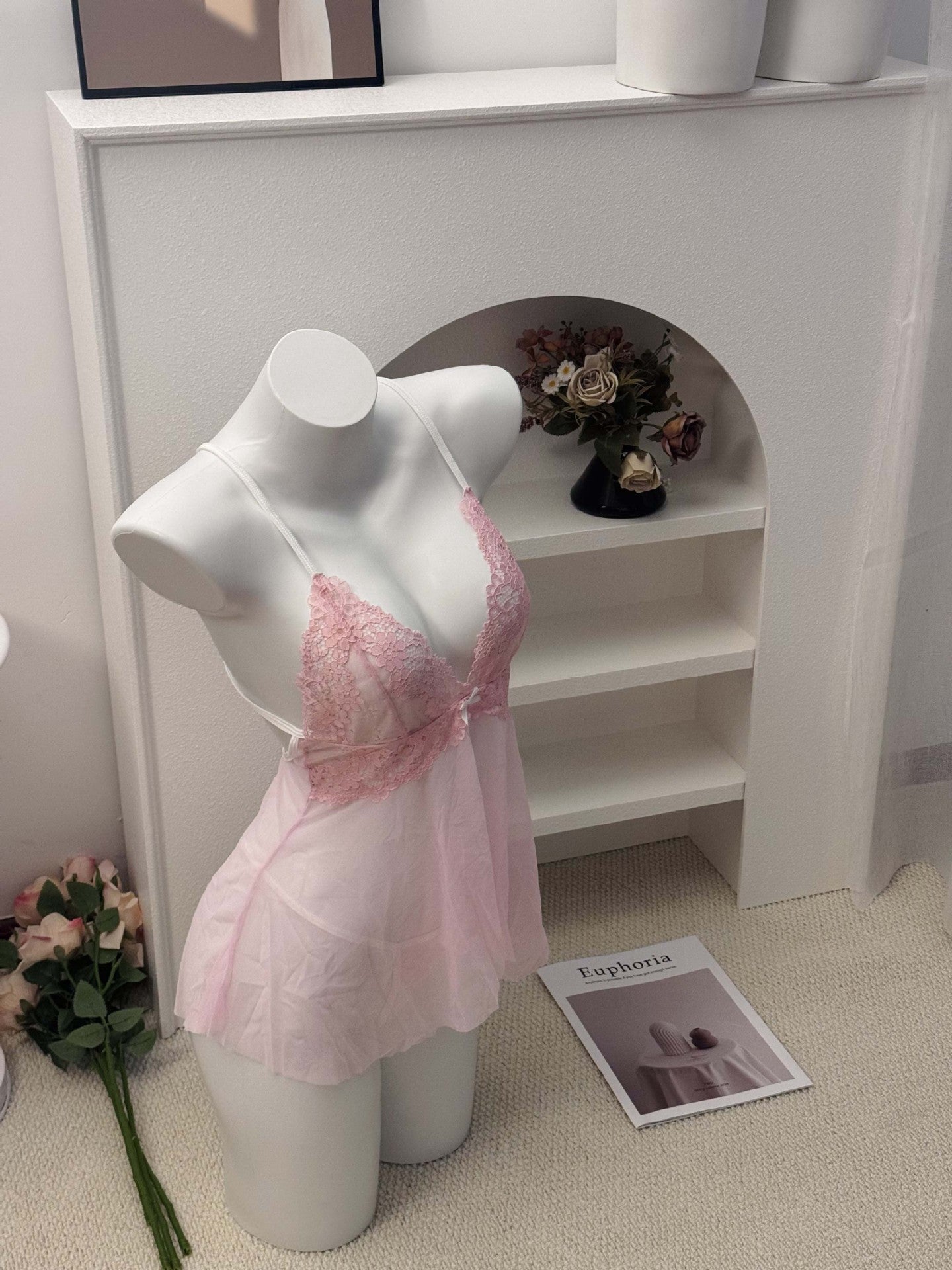 Elegant Hollow Tulle Erotic Chemise