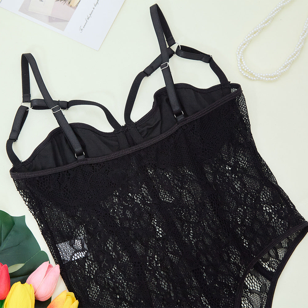 Confidence-Boosting Strappy Lace Lingerie Teddy
