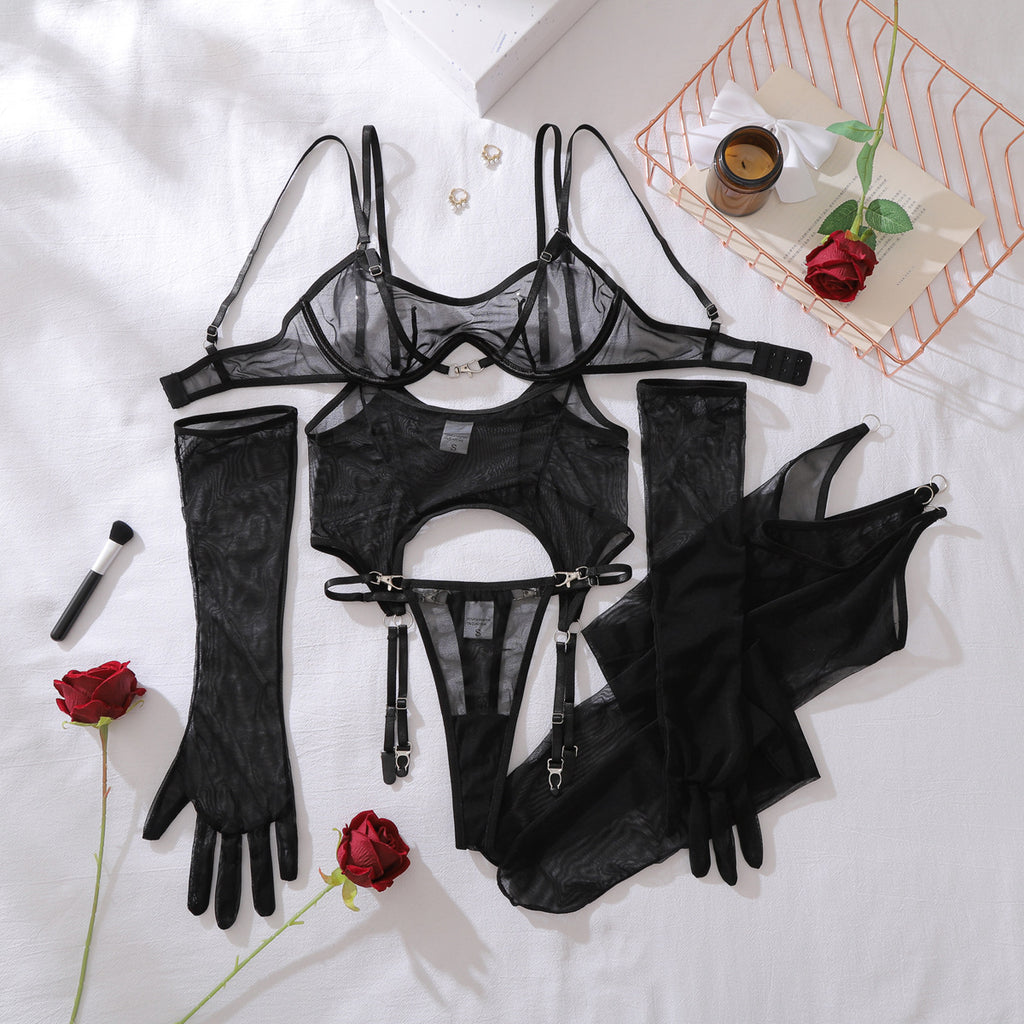 Sheer Mesh Harness Lingerie Set