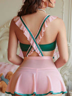 Sheer Mesh Role-Play Lingerie Set with Adjustable Fit