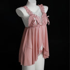 Bow‑Decorated Sheer Mesh Babydoll