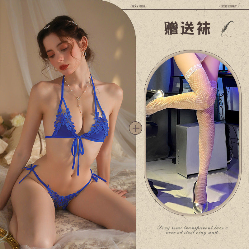 New Sexy 3-Piece Lingerie Set, Open-Crotch Bikini Style, Plus Size