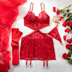 Floral Lace Criss‑Cross Cut‑Out Lingerie Set