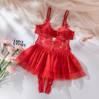 Lace Babydoll Teddy Lingerie with Tulle Skirt