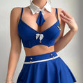 Flight Attendant Role-Play Lingerie Set with Crop Top And Mini Skirt
