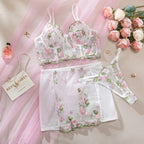 Romantic Floral Lace Lingerie 3-Piece Set