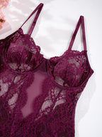 Sheer Mesh Patchwork Push Up High Cut One Piece