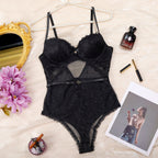 Vintage Flower Bodycon Intimate Lingerie One-Piece Suit