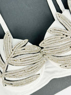 Leaf-Shaped Rhinestone Embellished Push-Up Bra