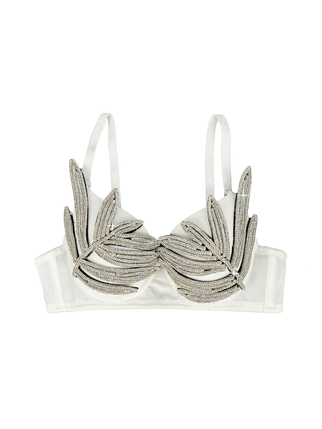 Leaf-Shaped Rhinestone Embellished Push-Up Bra