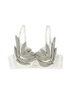 Leaf-Shaped Rhinestone Embellished Push-Up Bra