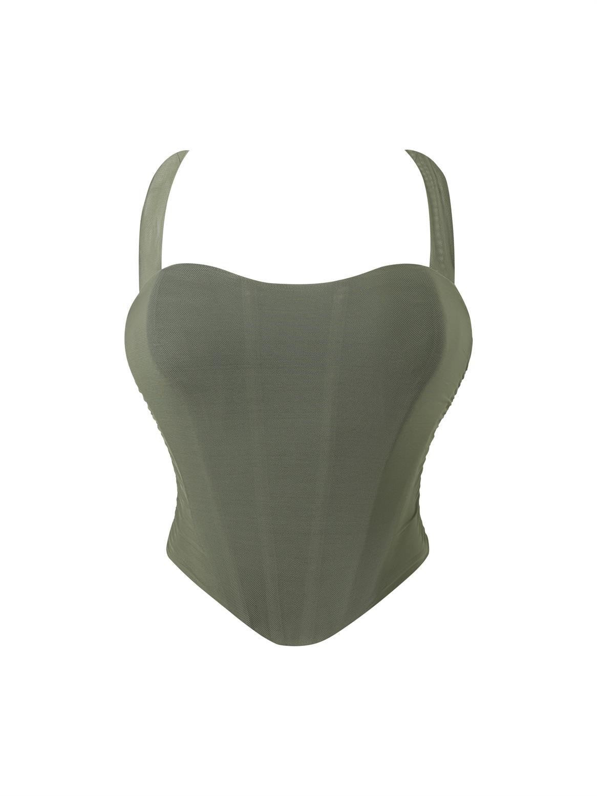 Halter Neck Push-Up Shapewear Corset Top with Boning And Lace-Up Detail