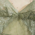 Floral Lace Polka‑Dot Mesh Ruffled Chemise