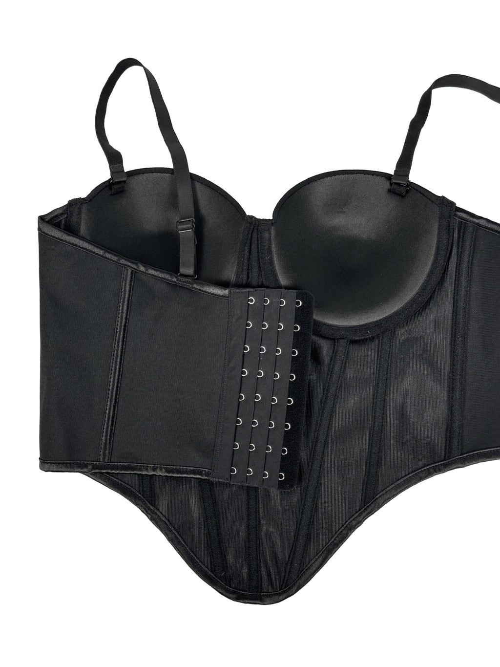 Rhinestone-Embellished Corset Bustier with Satin Finish