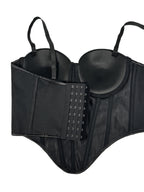 Rhinestone-Embellished Corset Bustier with Satin Finish
