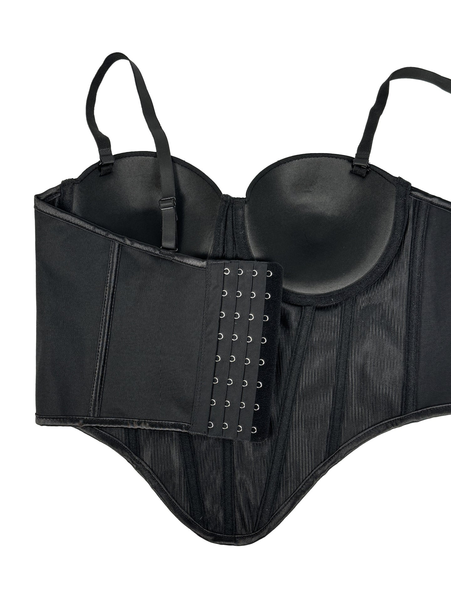 Rhinestone-Embellished Corset Bustier with Satin Finish