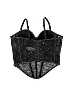 Seductive Sheer Lace Corset Top with Structured Underwire Cups