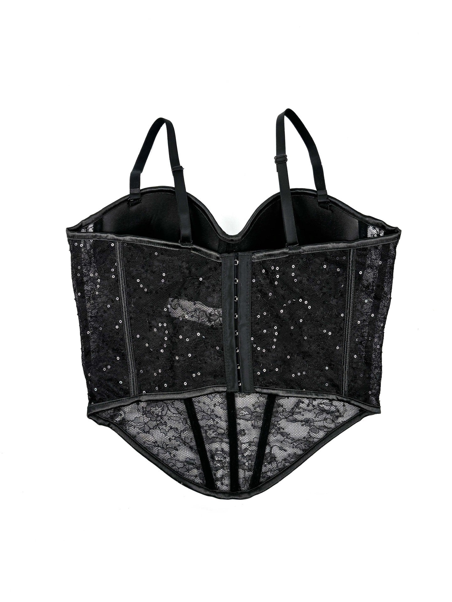 Seductive Sheer Lace Corset Top with Structured Underwire Cups