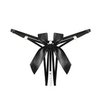 Pearl Beaded Strappy Thong Lingerie with Satin Bow Detail