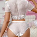 Dotted Mesh Lingerie Set