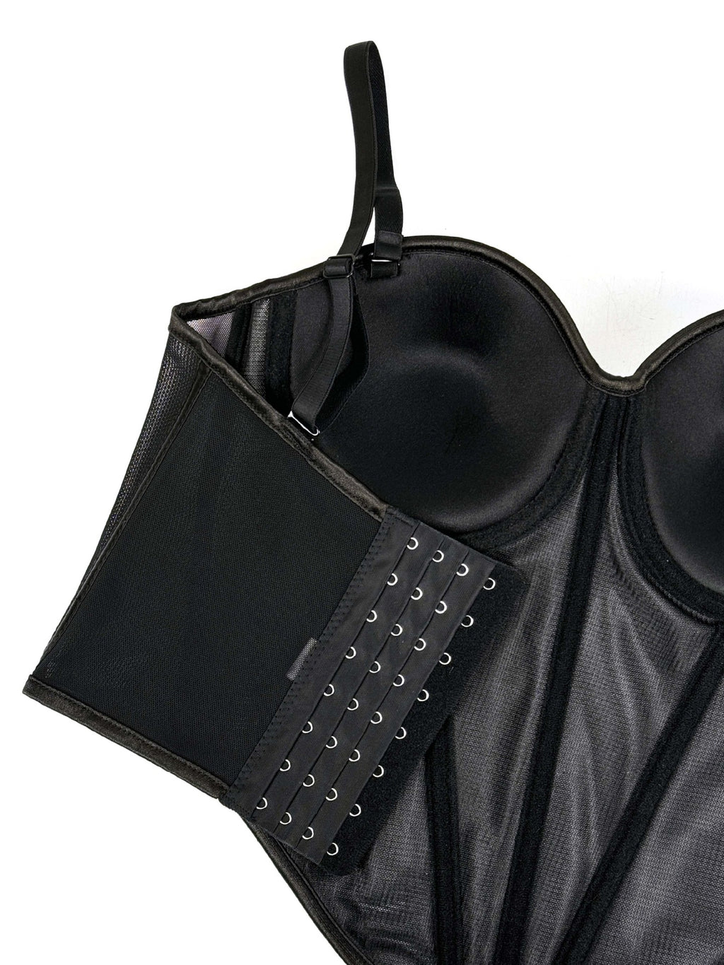 Rhinestone-Trimmed Sheer Corset Bustier