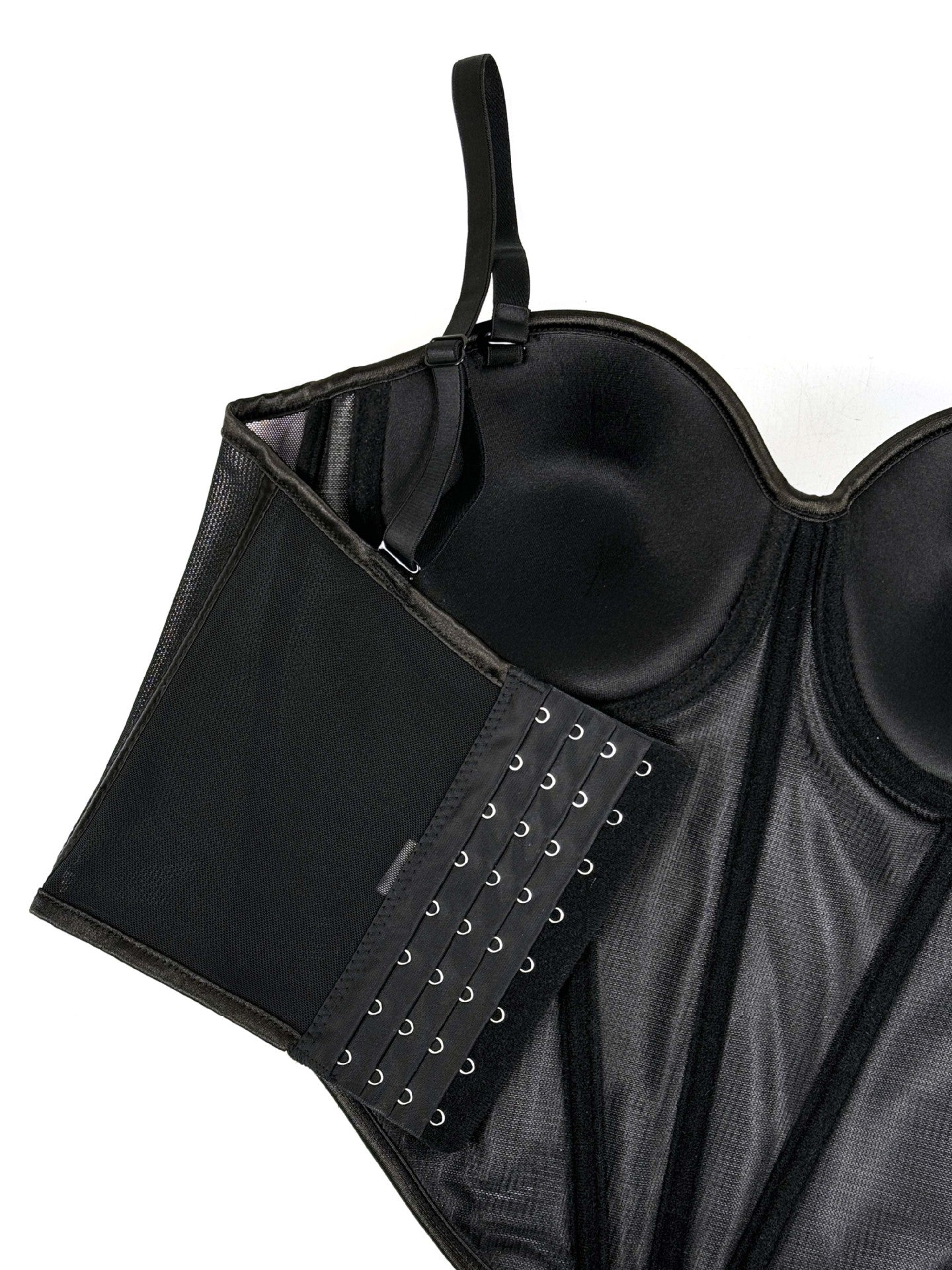 Rhinestone-Trimmed Sheer Corset Bustier