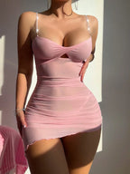 Sheer mesh camisole dress