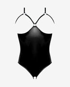 Leather PU Crotchless and Cupless Teddy