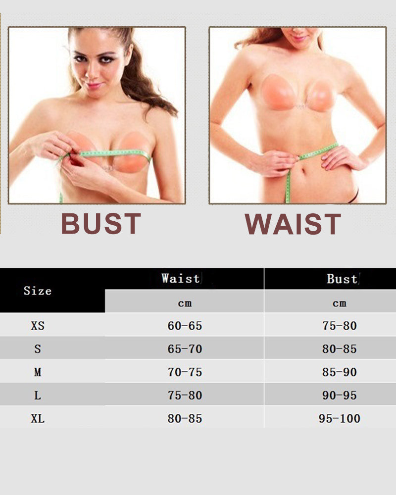Size chart for 1950s corset, bust and waist measurements in cm for XS to XL sizes