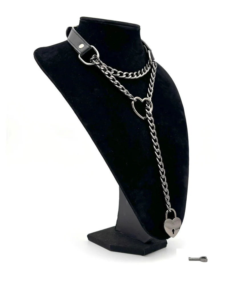 Slip Chain Necklace Heart Locker With Key