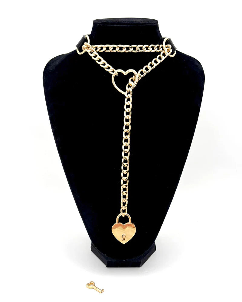 Slip Chain Necklace Heart Locker With Key