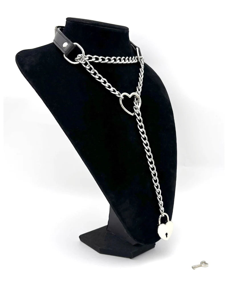 Slip Chain Necklace Heart Locker With Key