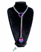 Slip Chain Necklace Heart Locker With Key