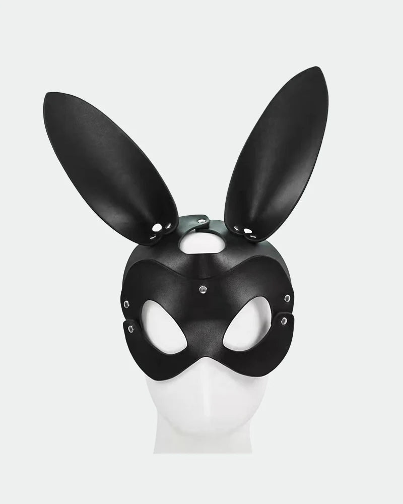 SM Supplies Stud Rhinestone Leather Fox Eye Mask