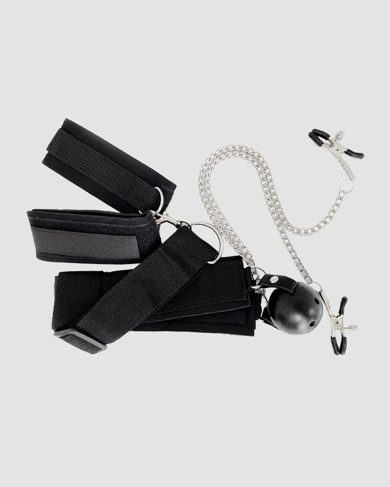 SM Supplies Back Handcuffs Gag Clip Chain